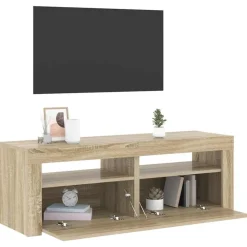 vidaXL Mueble de TV con luces LED 120x35x40 cm Roble Sonoma Outlet