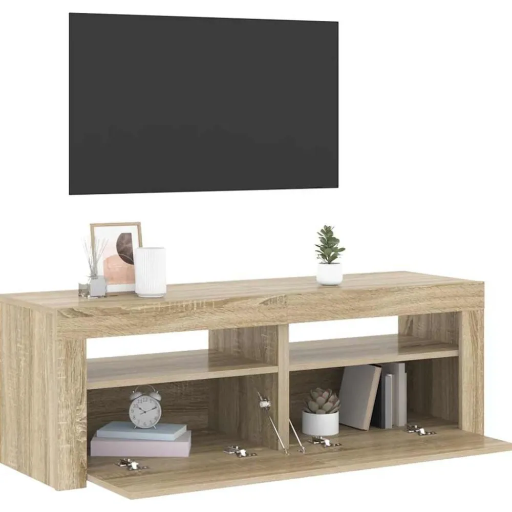 vidaXL Mueble de TV con luces LED 120x35x40 cm Roble Sonoma Outlet