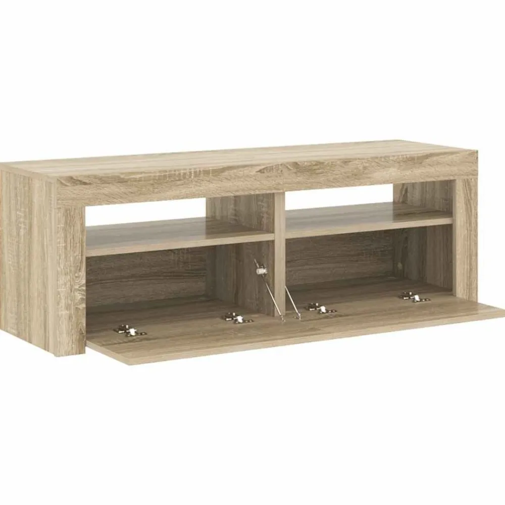 vidaXL Mueble de TV con luces LED 120x35x40 cm Roble Sonoma Outlet