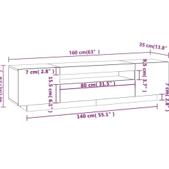 vidaXL Muebles Tv-Mueble de TV con luces LED 160x35x40 cm