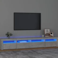 vidaXL Muebles Tv-Mueble de TV con luces LED gris hormigón 240x35x40 cm