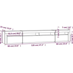 vidaXL Muebles Tv-Mueble de TV con luces LED gris hormigón 240x35x40 cm