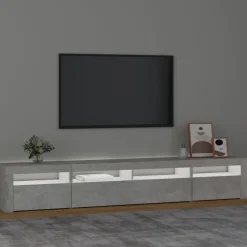 vidaXL Muebles Tv-Mueble de TV con luces LED gris hormigón 240x35x40 cm