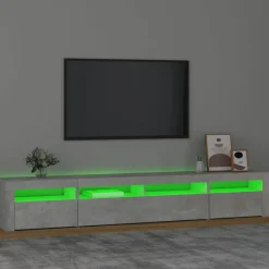vidaXL Muebles Tv-Mueble de TV con luces LED gris hormigón 240x35x40 cm