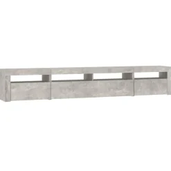 vidaXL Muebles Tv-Mueble de TV con luces LED gris hormigón 240x35x40 cm