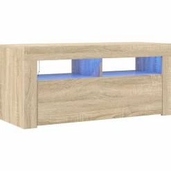 vidaXL Mueble de TV con luces LED 90x35x40 cm Roble Sonoma