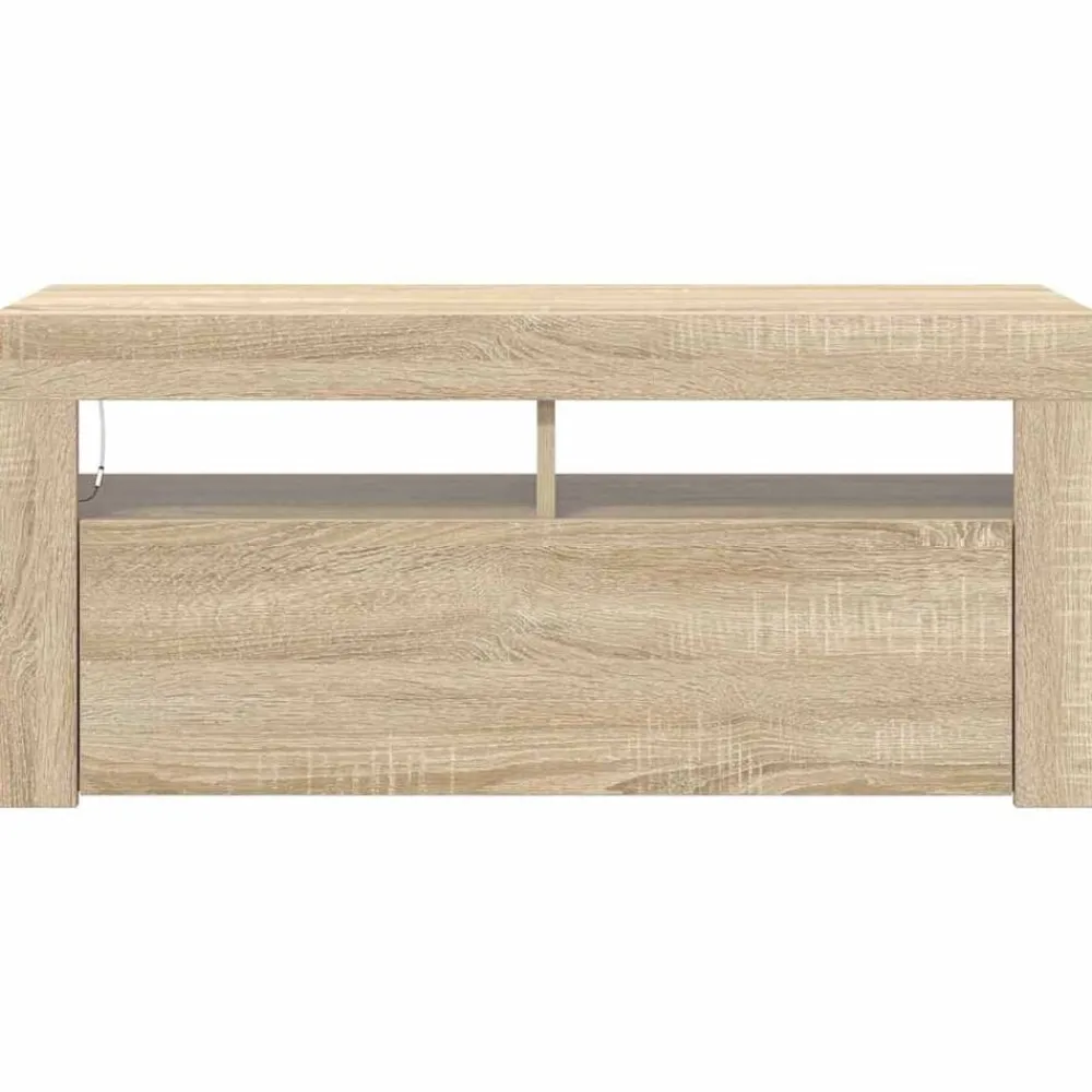 vidaXL Mueble de TV con luces LED 90x35x40 cm Roble Sonoma