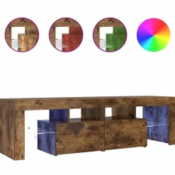 vidaXL Mueble de TV con luces LED color 140x36,5x40 cm Roble ahumado Best