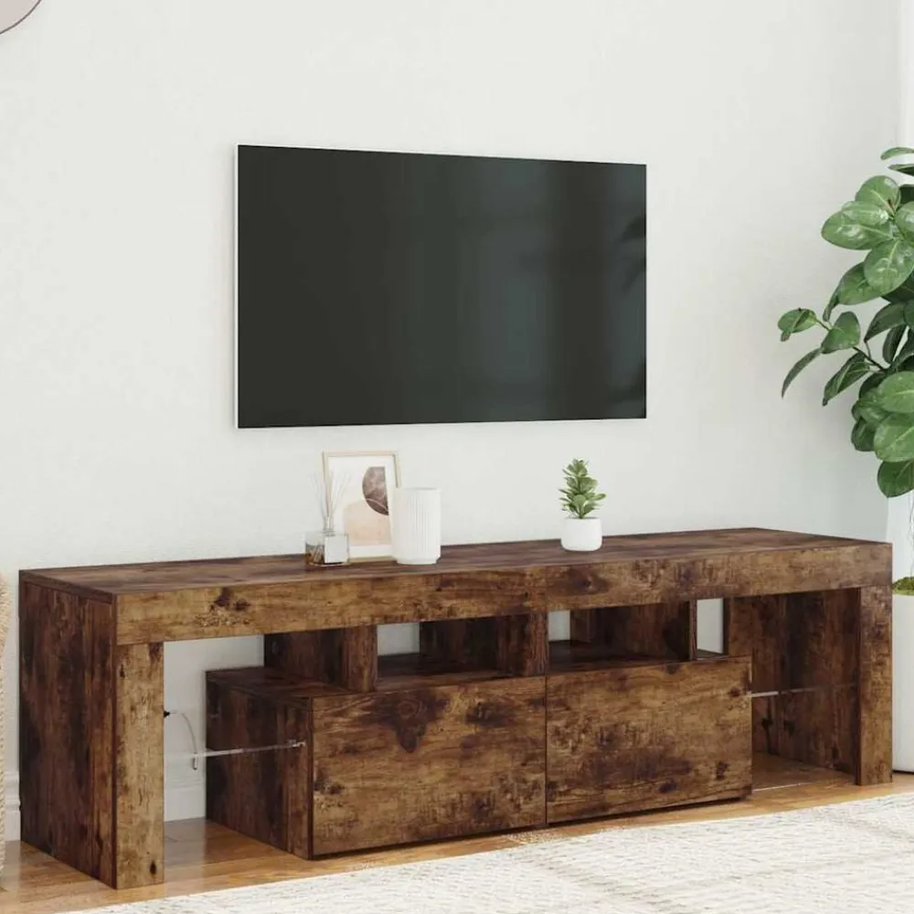 vidaXL Mueble de TV con luces LED color 140x36,5x40 cm Roble ahumado Best
