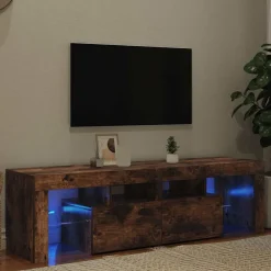 vidaXL Mueble de TV con luces LED color 140x36,5x40 cm Roble ahumado Best