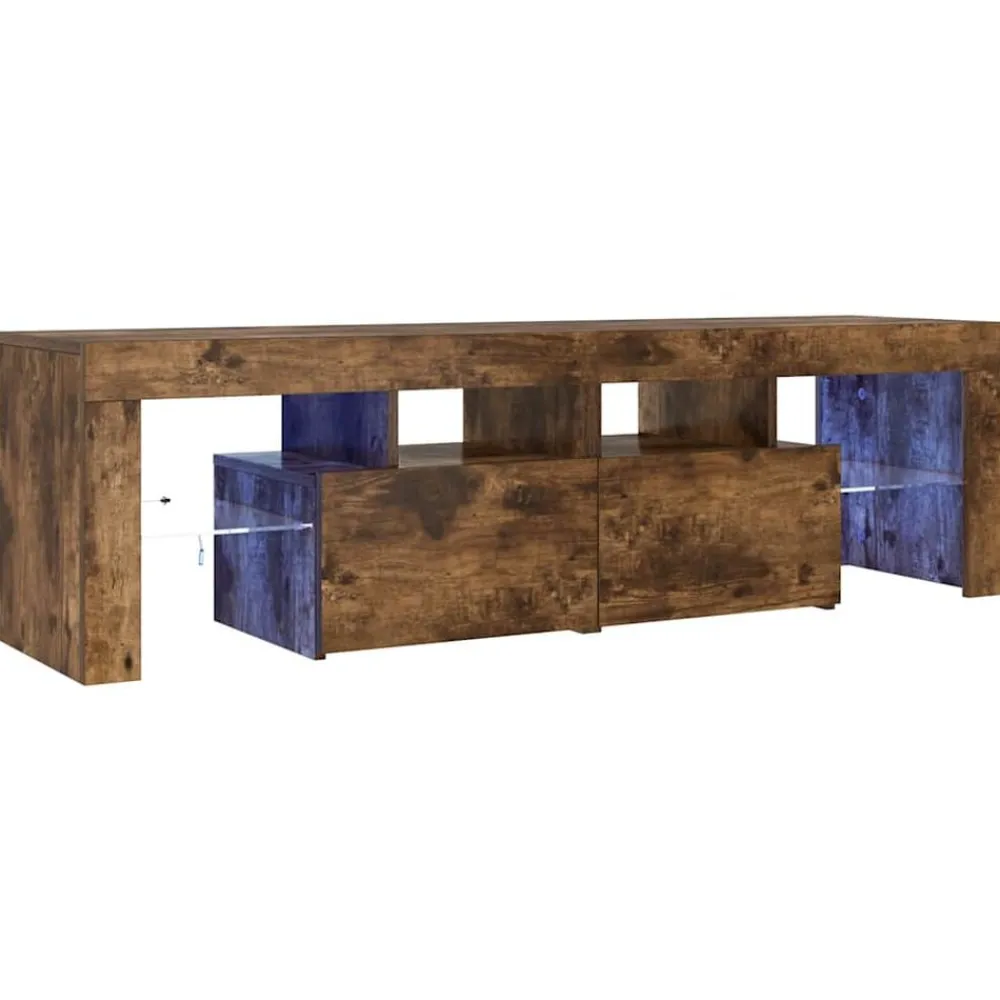vidaXL Mueble de TV con luces LED color 140x36,5x40 cm Roble ahumado Best