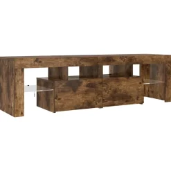 vidaXL Mueble de TV con luces LED color 140x36,5x40 cm Roble ahumado Best