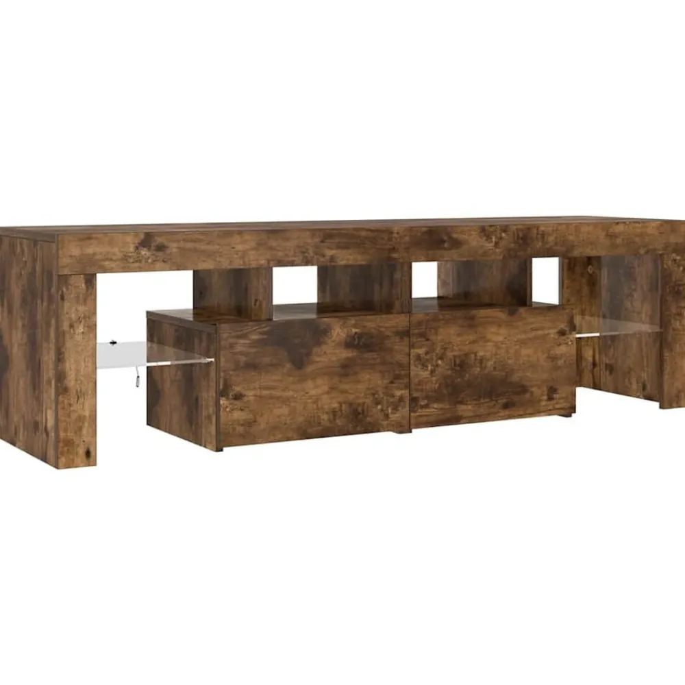 vidaXL Mueble de TV con luces LED color 140x36,5x40 cm Roble ahumado Best