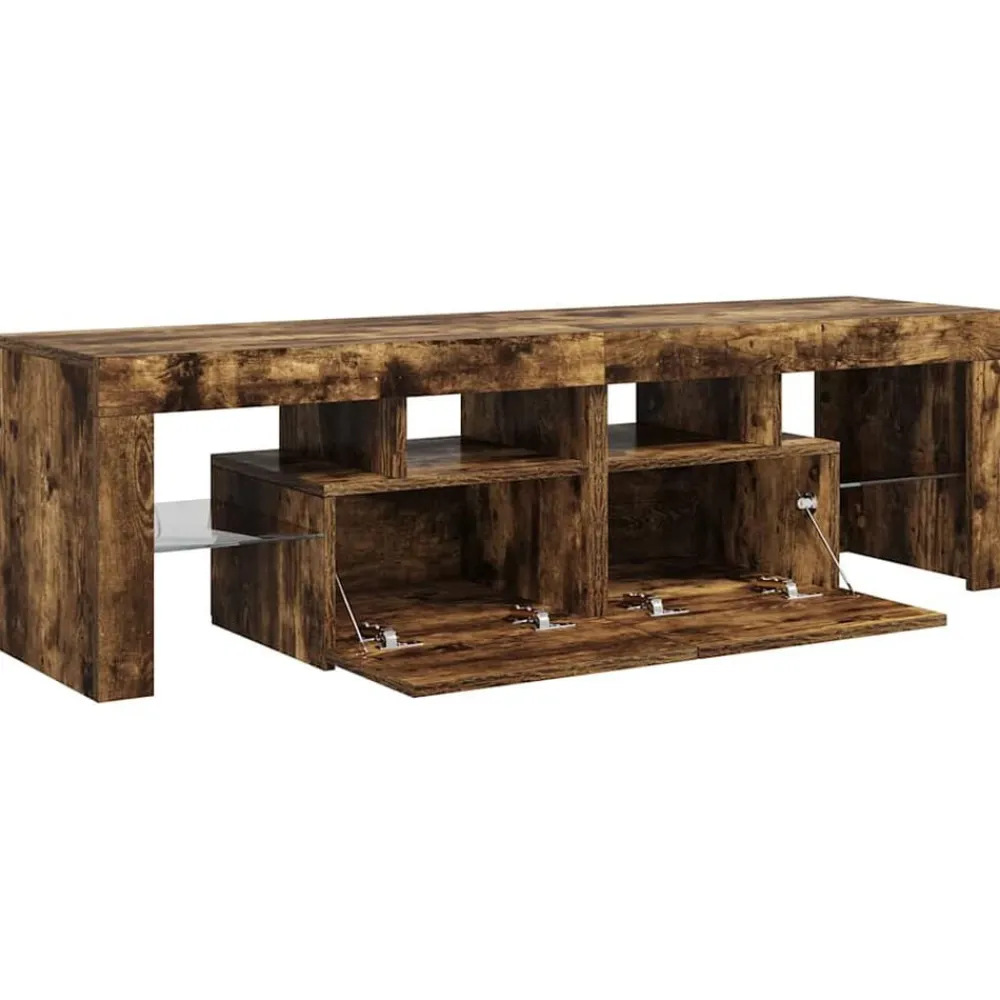 vidaXL Mueble de TV con luces LED color 140x36,5x40 cm Roble ahumado Best