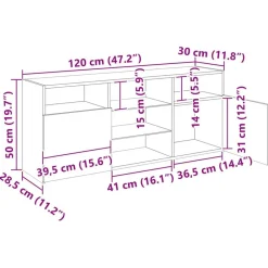 vidaXL Mueble de TV con luces LED 120x30x50 cm Roble negro Discount
