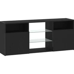 vidaXL Mueble de TV con luces LED 120x30x50 cm Roble negro Discount