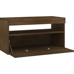 vidaXL Muebles Tv-Mueble de TV con luces LED roble marrón 75x35x40 cm