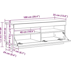 vidaXL Muebles Tv-Mueble de TV con luces LED 100x35x40 cm