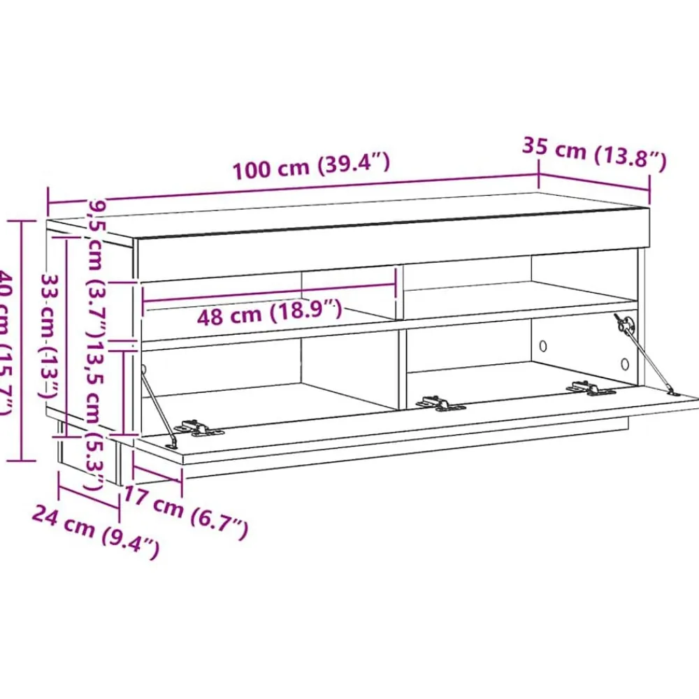 vidaXL Muebles Tv-Mueble de TV con luces LED 100x35x40 cm
