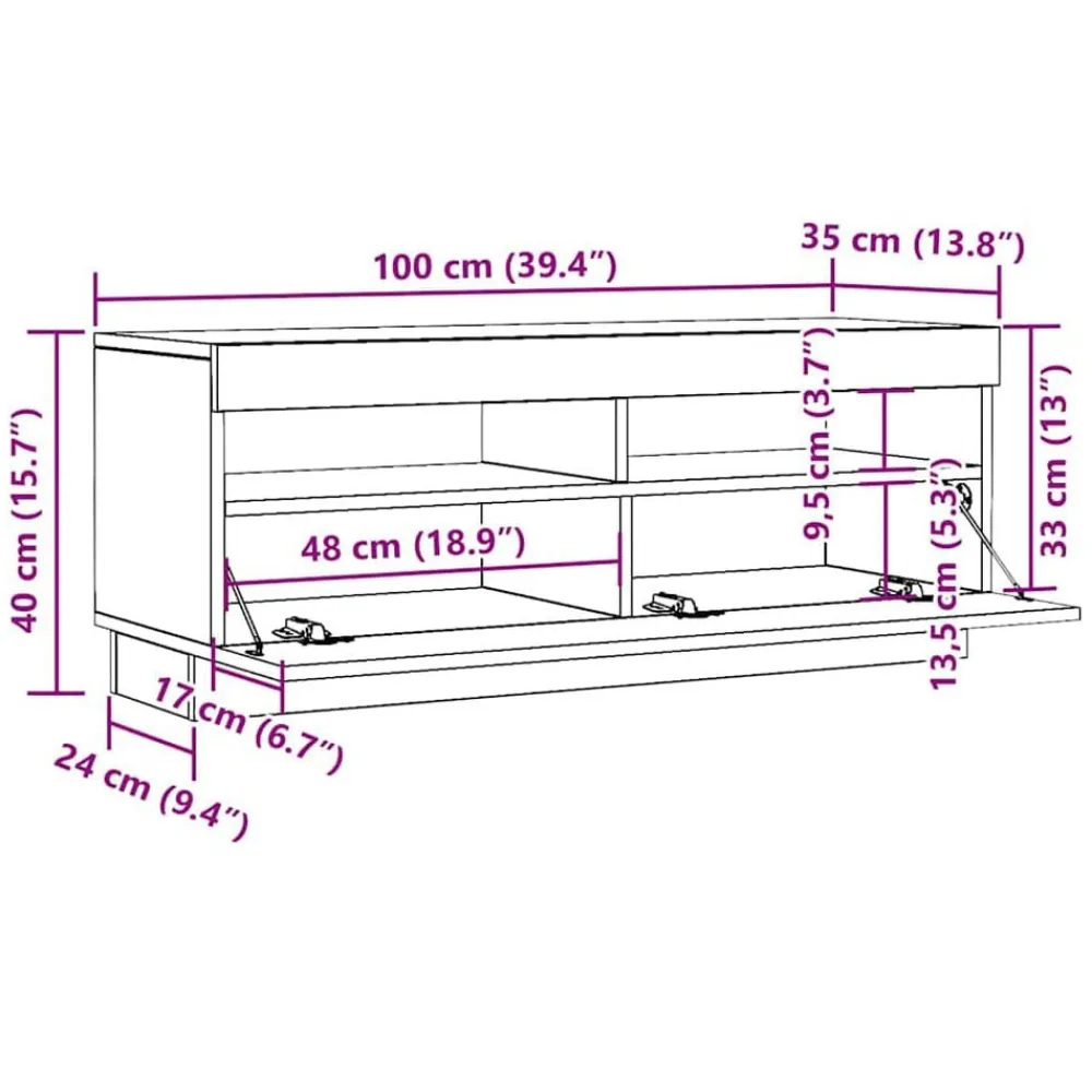 vidaXL Muebles Tv-Mueble de TV con luces LED 100x35x40 cm