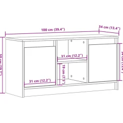 vidaXL Muebles Tv-Mueble de TV con LED madera de ingeniería 100x34x50 cm