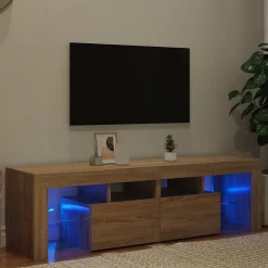 vidaXL Muebles Tv-Mueble de TV con luces LED color 140x36,5x40 cm