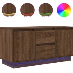 vidaXL Mueble de TV con luces LED roble marrón 100x41x50 cm Marr&oacute;n roble Sale