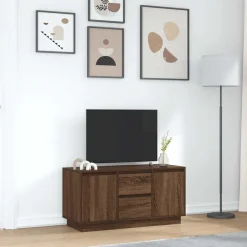 vidaXL Mueble de TV con luces LED roble marrón 100x41x50 cm Marrón roble Sale