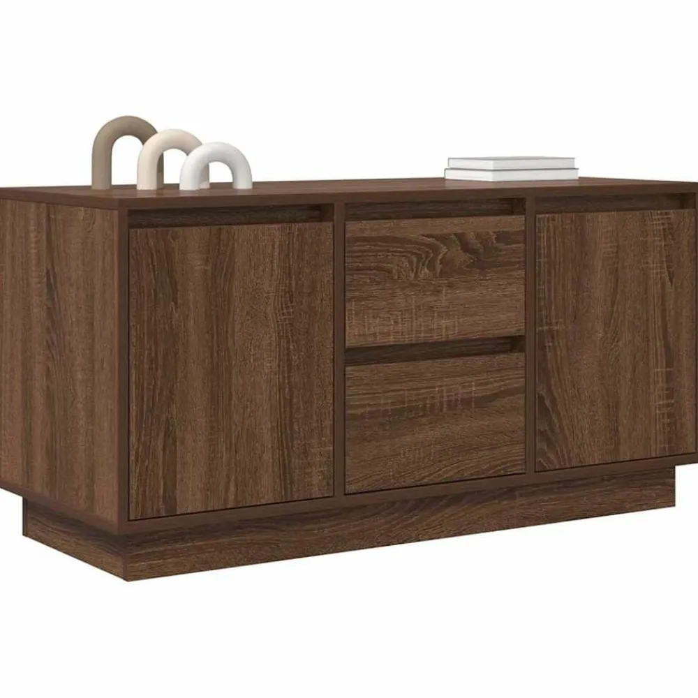 vidaXL Mueble de TV con luces LED roble marrón 100x41x50 cm Marrón roble Sale