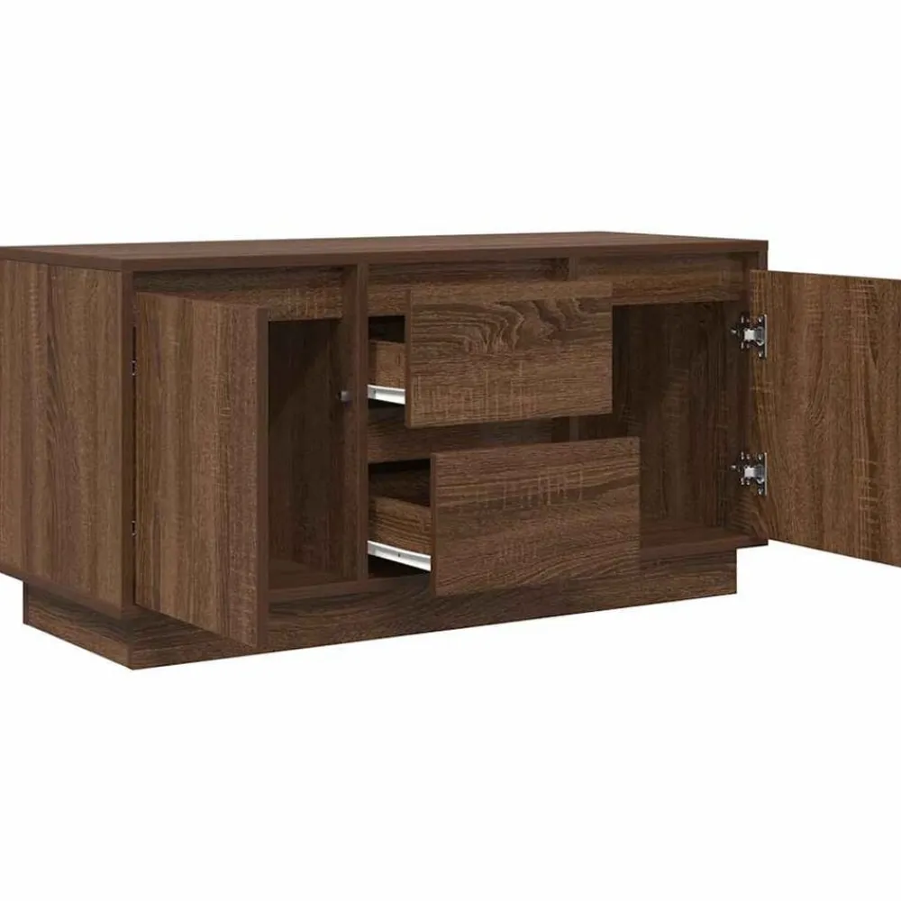 vidaXL Mueble de TV con luces LED roble marrón 100x41x50 cm Marrón roble Sale