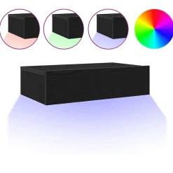 vidaXL Mueble de TV con luces LED 60x35x15,5 cm Roble negro Online