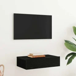 vidaXL Mueble de TV con luces LED 60x35x15,5 cm Roble negro Online