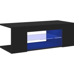 vidaXL Mueble de TV con luces LED 90x39x30 cm Negro Clearance