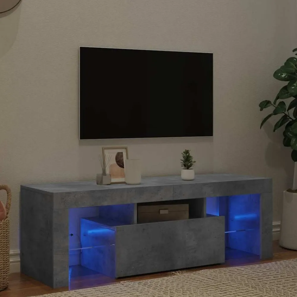 vidaXL Mueble de TV con luces LED gris hormigón 120x35x40 cm Gris hormigón Sale
