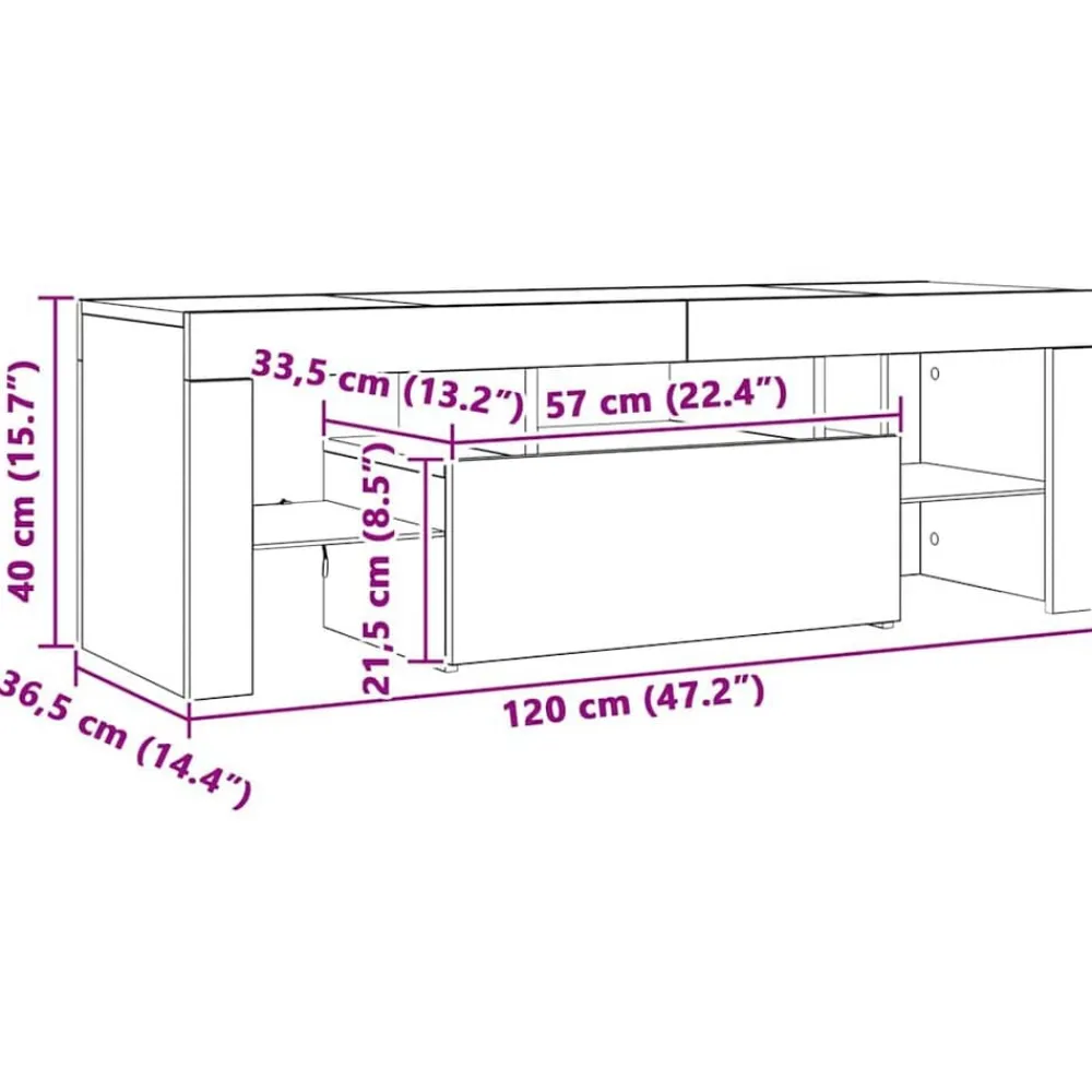 vidaXL Mueble de TV con luces LED gris hormigón 120x35x40 cm Gris hormigón Sale
