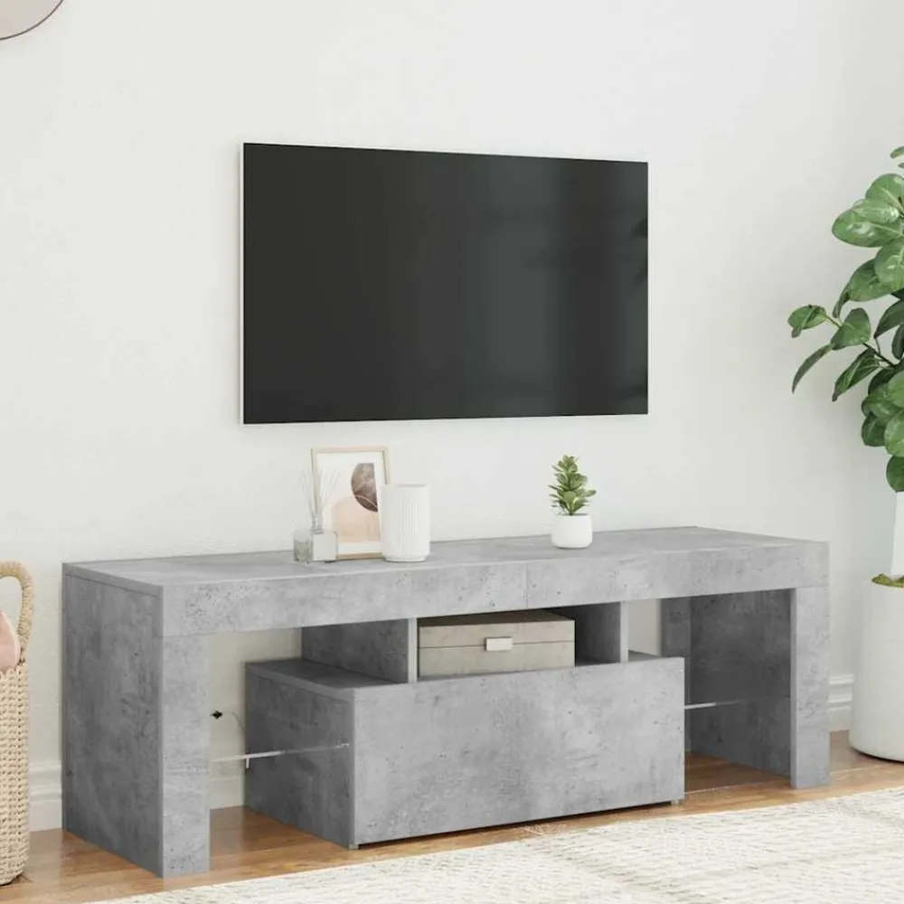 vidaXL Mueble de TV con luces LED gris hormigón 120x35x40 cm Gris hormigón Sale