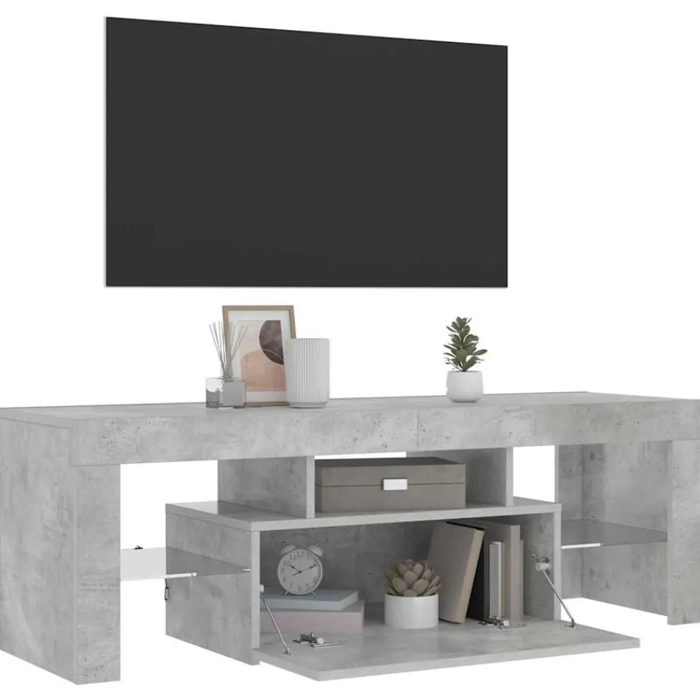 vidaXL Mueble de TV con luces LED gris hormigón 120x35x40 cm Gris hormigón Sale