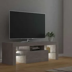 vidaXL Mueble de TV con luces LED gris hormigón 120x35x40 cm Gris hormigón Sale