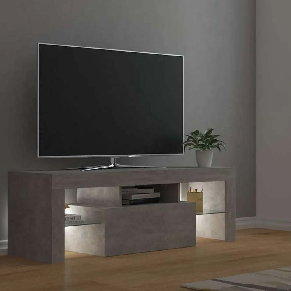 vidaXL Mueble de TV con luces LED gris hormigón 120x35x40 cm Gris hormigón Sale