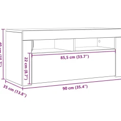 vidaXL Mueble de TV con luces LED 90x35x40 cm Blanco brillante Outlet