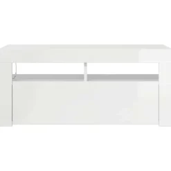 vidaXL Mueble de TV con luces LED 90x35x40 cm Blanco brillante Outlet