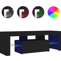 vidaXL Mueble de TV con luces LED 120x35x40 cm Negro Clearance