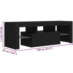 vidaXL Mueble de TV con luces LED 120x35x40 cm Negro Clearance