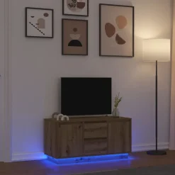 vidaXL Mueble de TV con luces LED roble artesanal 100x41x50 cm Roble artisan