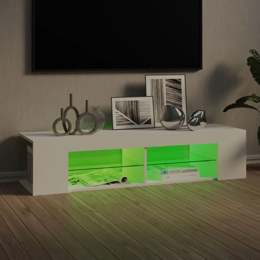 vidaXL Mueble de TV con luces LED 135x39x30 cm Blanco Hot