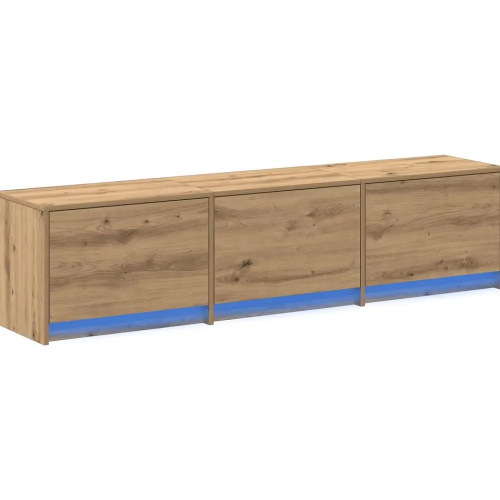 vidaXL Muebles Tv-Mueble de TV con LED con cajón Roble artesanal 165 x 34 x 40 cm