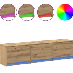 vidaXL Muebles Tv-Mueble de TV con LED con cajón Roble artesanal 165 x 34 x 40 cm
