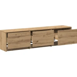 vidaXL Muebles Tv-Mueble de TV con LED con cajón Roble artesanal 165 x 34 x 40 cm