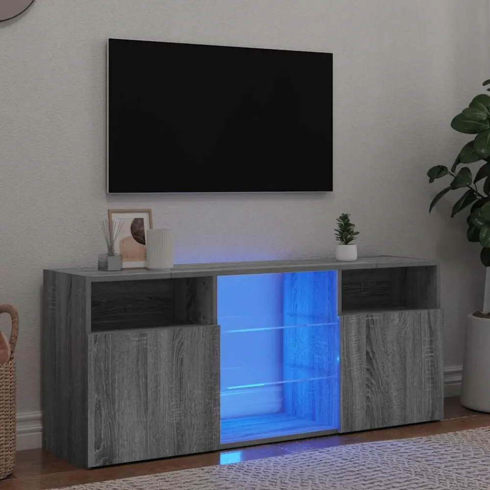 vidaXL Mueble de TV con luces LED 120x30x50 cm Gris sonoma