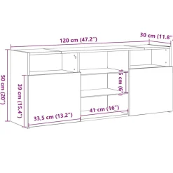 vidaXL Mueble de TV con luces LED 120x30x50 cm Gris sonoma